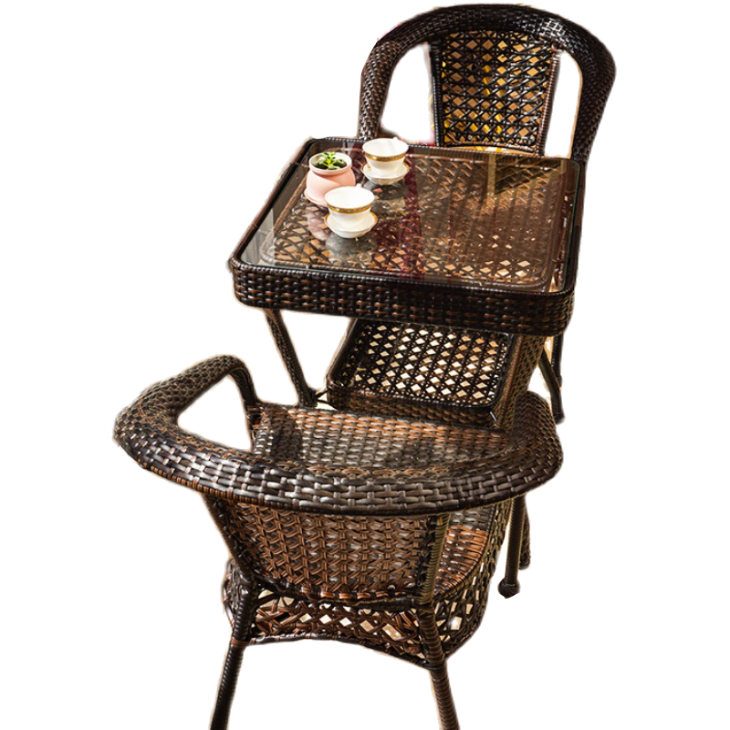 Balcony Table And Chair Small Tea Table Rattan Chair Three Piece Set Leisure Tea Table Courtyard Tengteng Chair 65 Square Table Two Chairs