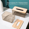 ECVV Acrylic Clear Rectangle Nordic Creative Facial Tissue Wipes Holder Dispenser Box Dryer Sheet Wet Toilet Paper Tray Container Restaurant Napkin Storage Case Transparent With Bamboo Cover