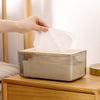 ECVV Acrylic Clear Rectangle Nordic Creative Facial Tissue Wipes Holder Dispenser Box Dryer Sheet Wet Toilet Paper Tray Container Restaurant Napkin Storage Case Transparent With Bamboo Cover