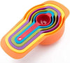 6 Pcs of Plastic Measuring Cups and Spoons Set. Stackable, Space Saving, Multi color Design.