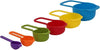 6 Pcs of Plastic Measuring Cups and Spoons Set. Stackable, Space Saving, Multi color Design.