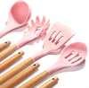 Wonninek Silicone Kitchen Utensil Set, 9 Pack Wooden Handles Kitchen Gadgets, Scratch Resistant Kitchen Utensil Set, Turner Tongs Spatula Spoon Nonstick Cooking Utensils, BPA Free (Mint Green)