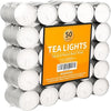 شموع Tea Lights تدوم 8 ساعات، شموع Tealight عديمة الرائحة، بيضاء اللون، عبوة من 50 شمعة 