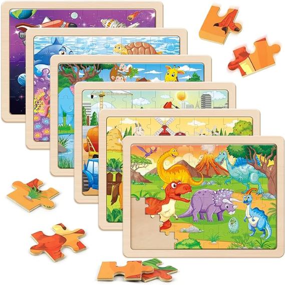 Wooden Puzzles for Kids Ages 4-6, Packs 60 PCs Jigsaw Puzzles Preschool Educational Toys Gifts for Children Ages 4-8, Kids Puzzles for 4+ Year Olds