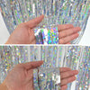 5 Pieces Metal Fringe Curtain with Fringe Curtains, Metallic Shiny Fringe Curtain, Aluminium Curtain for Birthday, Wedding, Halloween (Laser Silver)