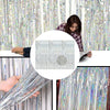5 Pieces Metal Fringe Curtain with Fringe Curtains, Metallic Shiny Fringe Curtain, Aluminium Curtain for Birthday, Wedding, Halloween (Laser Silver)
