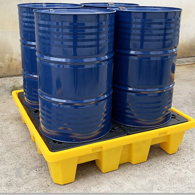 Spill Pallet  Single Drum Pallet 43 Liters Spill Capacity 670*670*150mm Injection Molding Process Leak-proof Pallet Platform Chemical Warehouse Oil Container Petroleum Drums Dangerous Waste Liquid Oil Pan