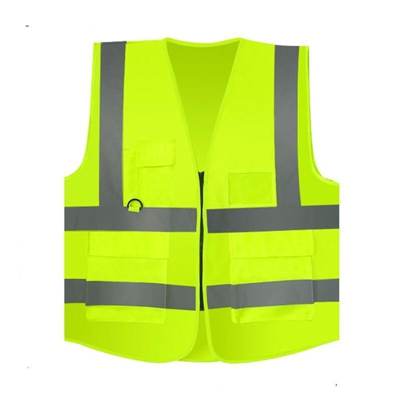 Multi Pocket Zipper Personal Protection Body Protection Safety Vests Traffic Cycling Car Warning Environmental Sanitation Engineering Construction Duty Fluorescent Yellow