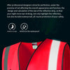 Reflective Vest Zipper Multi-Pocket Safety Vest Traffic Safety Warning Vest 4 Reflective Strips for Sanitation Construction Riding - Fluorescent Red