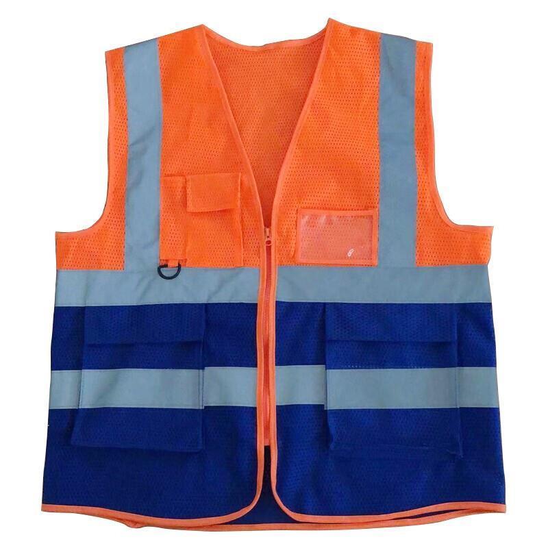 Reflective Vest Summer Breathable Mesh Traffic Vest Reflective Clothing Cycling Construction Environmental Protection Fluorescent Clothing Orange Blue