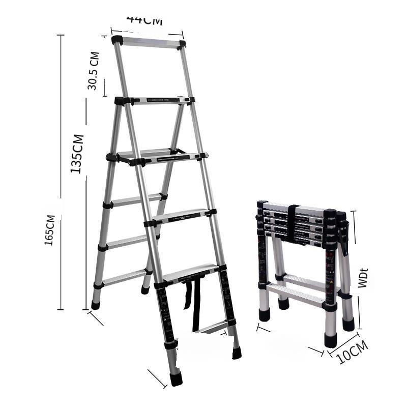 Telescopic Ladder, Folding Herringbone Ladder, Multi-functional Aluminum Alloy Engineering Ladder, Thickened Five Step Lifting And Climbing Mobile Stairs