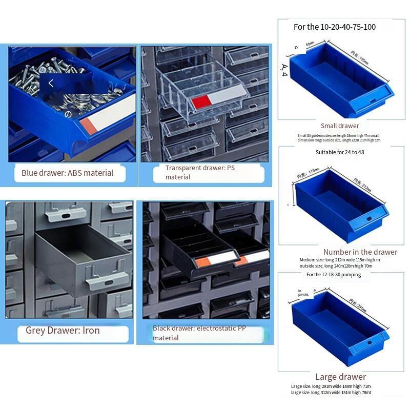 Parts Cabinet Drawer Type Tool Cabinet Parts Box Electronic Components Material Screw Classification Storage Cabinet Small Box 20 Draw Transparent Draw No Door