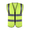 Zipper Reflective Vest Fluorescent Yellow Safety Warning Vest 4 Reflective Strips Safety Vest for Environmental Sanitation Construction Riding Running