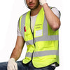 Reflective Vest Reflective Suit Cycling Traffic Construction Environmental Sanitation Vest (Multi Pocket Zipper Fluorescent Yellow Uniform Size)