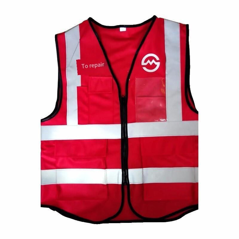 One Piece Multi Pocket Reflective Clothing Red