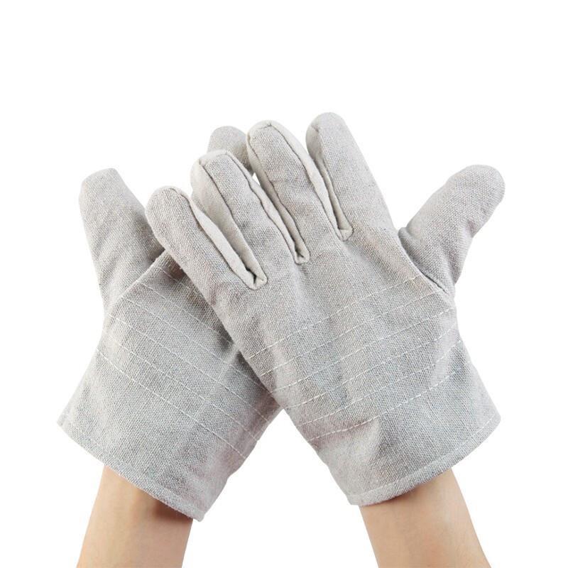 Double Layer Canvas Gloves Thickened Wear Resistant Tear Resistant Labor Protection Gloves Electric Welding Gloves Industrial Machinery Protective Gloves Average Size 10 Pairs / Dozen