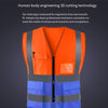 Zipper Multi Pocket Reflective Vest Car Traffic Safety Warning Vest Reflective Sanitation Construction Duty Riding Safety Suit Orange Blue