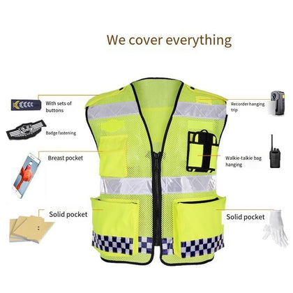 Police Reflective Vest Without Printed Fluorescent Yellow