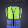 Zipper Multi-Pocket Reflective Vest Safety Warning Vest 4 Reflective Strips for Environmental Sanitation Construction Riding - Fluorescent Yellow+Blue