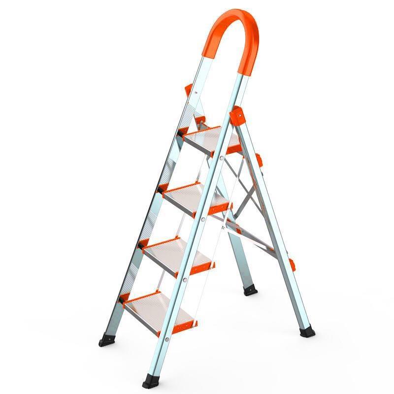 2.3m Stainless Steel Multi-function Thickened Miter Ladder Portable Non Slip Ladder Folding Ladder Seven Step Orange (full Step 13cm)