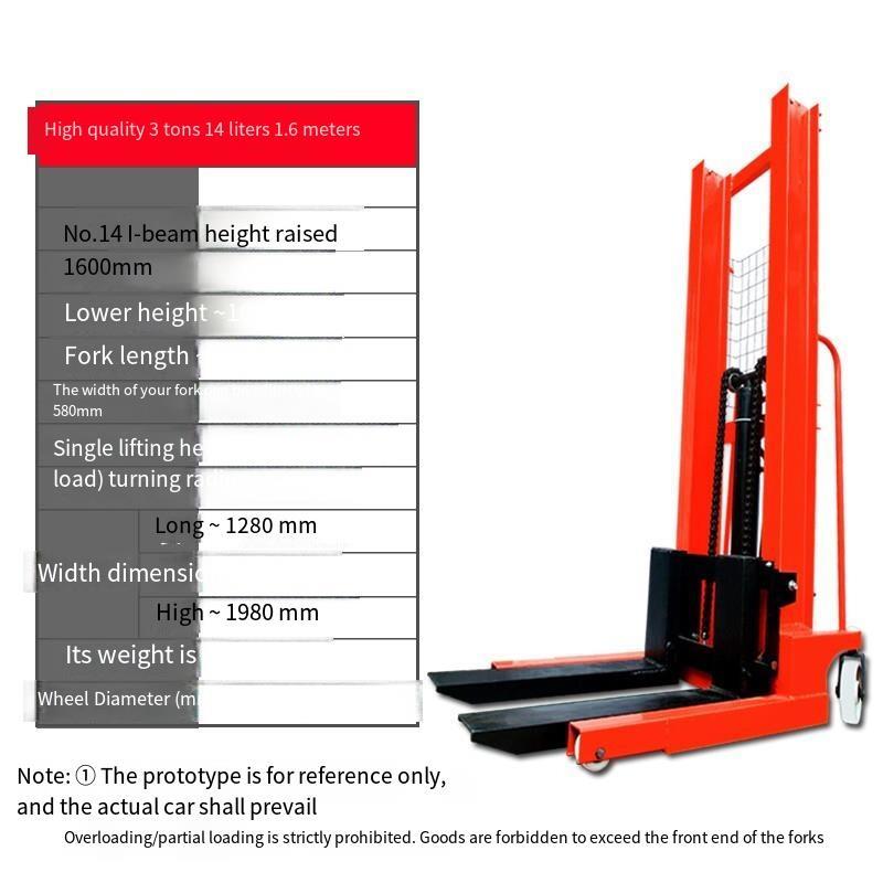 3t 1.6m Manual Forklift Hydraulic Lifting Truck Stacking Truck Lifting Forklift