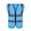 Zipper Reflective Vest Blue Safety Vest with 4 Reflective Strips Safety Vests for Environmental Sanitation Construction Riding Running