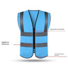 Zipper Reflective Vest Blue Safety Vest with 4 Reflective Strips Safety Vests for Environmental Sanitation Construction Riding Running