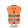 Zipper Reflective Safety Vest Car Traffic Safety Warning Vest Double Reflective Strip for Sanitation Construction Riding - Fluorescent Orange