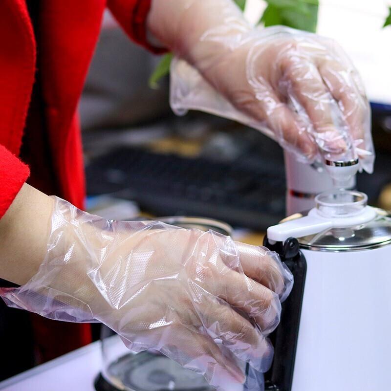 Disposable PE Thickened Gloves  For Food Catering Beauty And Housework Transparent  Plastic Hand Film 3 Bags ( 100 Pieces / Bags )
