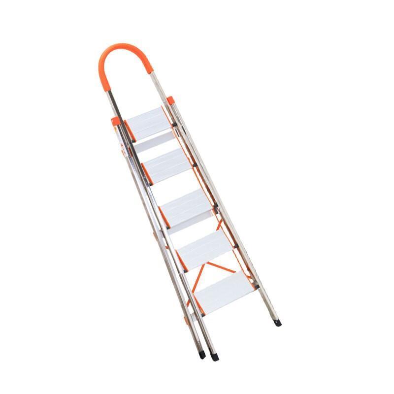 Stainless Steel Ladder Portable Aluminum Alloy Miter Ladder Folding Ladder Stainless Steel 5 Steps