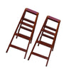 1.2m Creative Antique Wooden Ladder Western Style House Family Ladder Folding Aluminum Ladder Thickening Double-sided Wooden Ladder 4 Steps