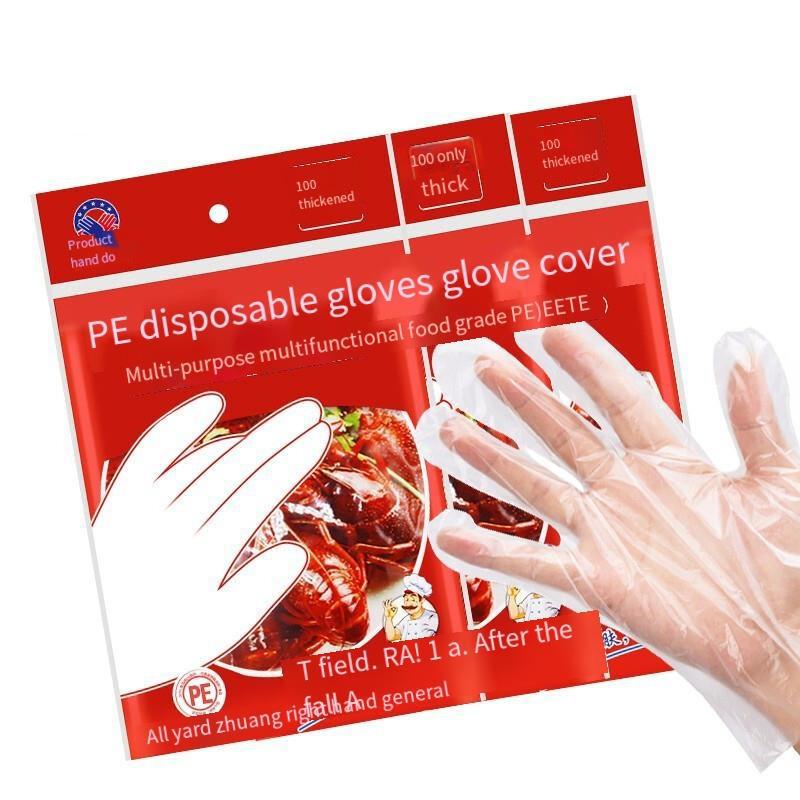 Disposable Gloves For Catering Lobster Hairdressing Hand Film Transparent Plastic Thickened Gloves 100 Pieces / Bag