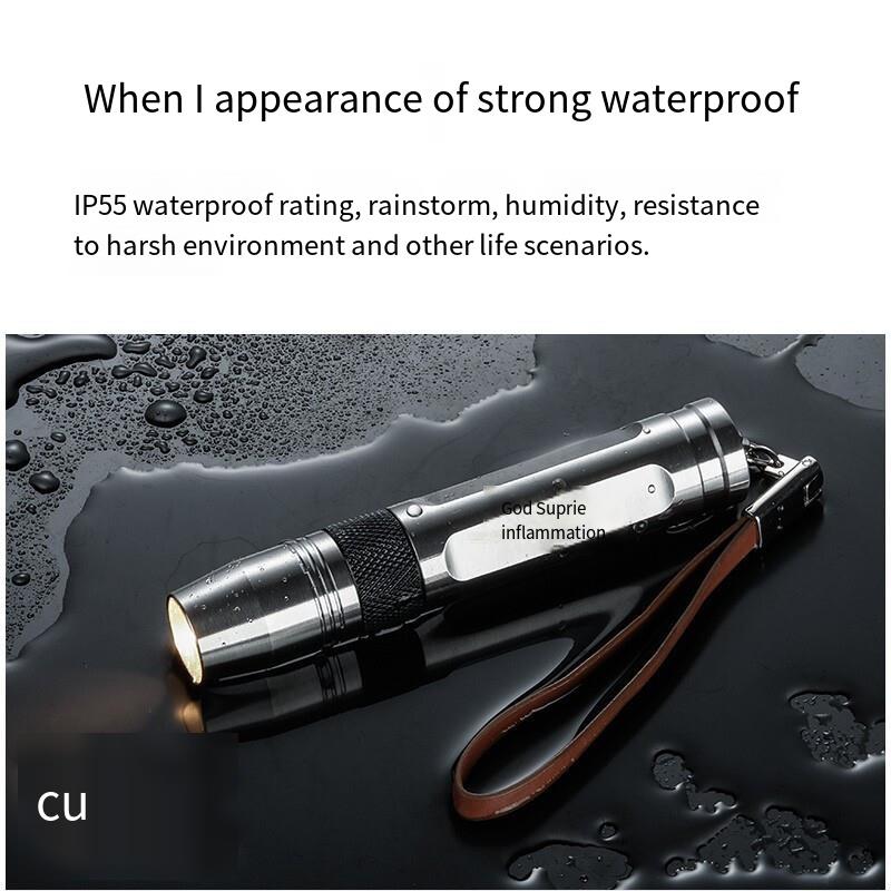 Special Flashlight Rechargeable LED Light Super Bright Waterproof Stainless Steel Flashlights Silver