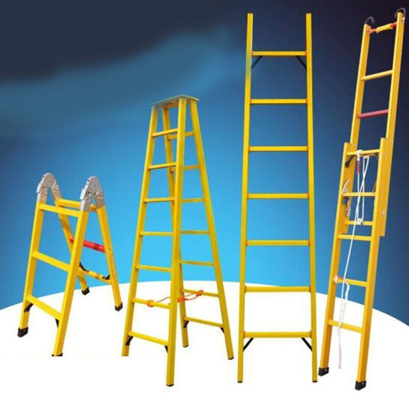 4m FRP Lifting Insulation Ladder Yellow  Suitable Electric Power, Construction and Building