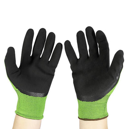 12 Pairs Of Foamed Latex Free Size Green Labor Protection Gloves Dip-Coated Non-Skid Protective Gloves Construction Work Gloves