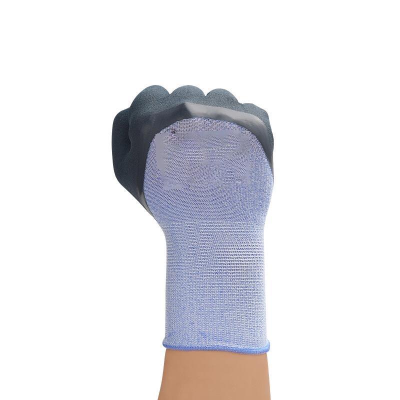 12 Pairs Of Free Size Latex Nitrile PU Blue Safety Gloves Dipping Foam Frosted Gloves Skid Resistant Wear Protective Gloves