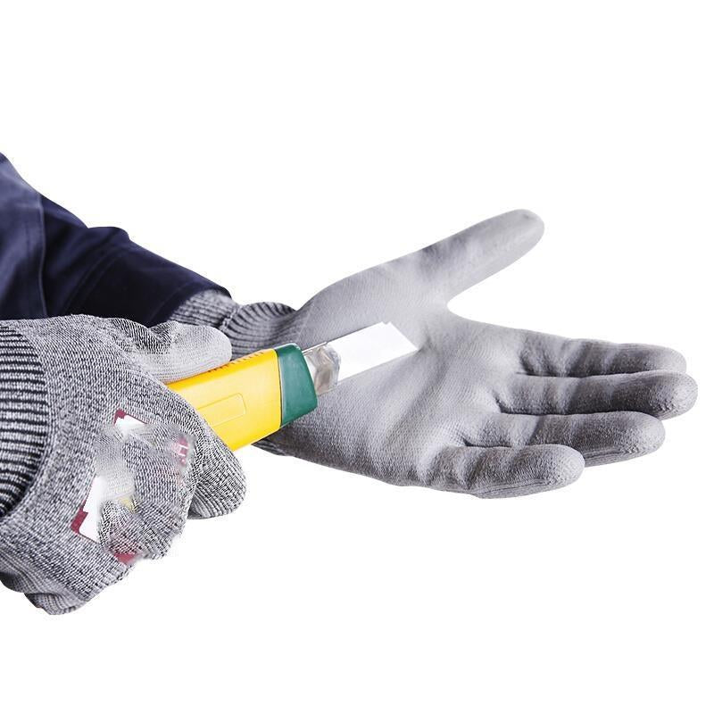 PU Palm Coated Anti Knife Cutting Labor Protection Gloves 13 Needle Grade 3 Tear Resistant Puncture Resistant Wear Resistant And Breathable Site Work Protective Gloves 1 Pair / One Size