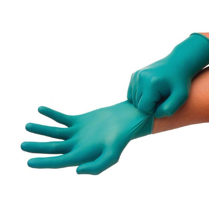 100 Pieces / Pack Nitrile Gloves Disposable Protective Gloves Green 7.5-8 Yards Gloves