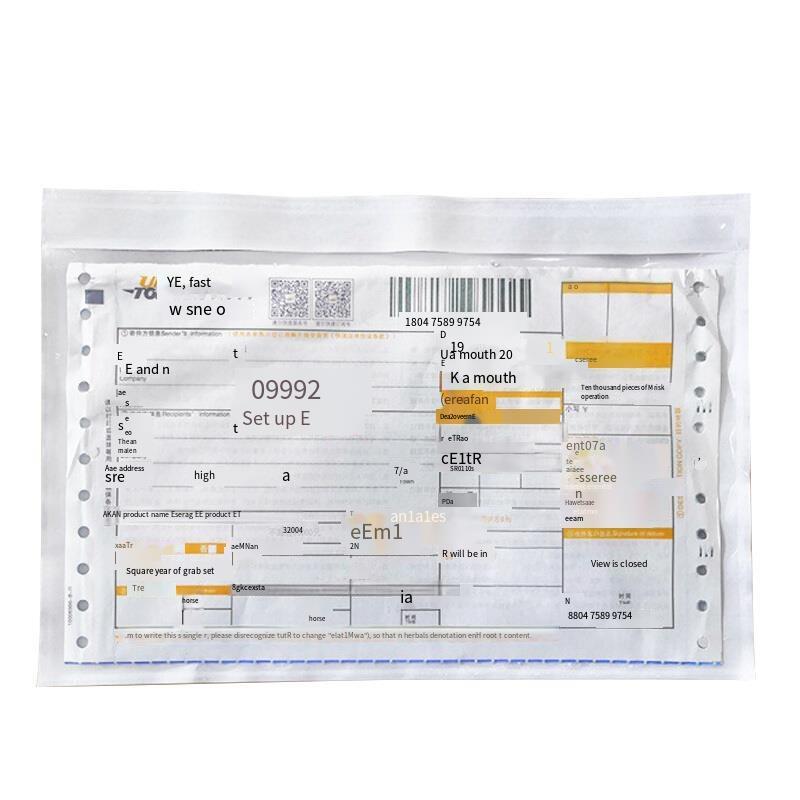 SW-358 Receipt Bag Express Back Plastic Transparent Back Logistics Side Single Invoice Document Self Adhesive Packing List Bag 265 * 145mm Long Side Opening (1000 Pieces)