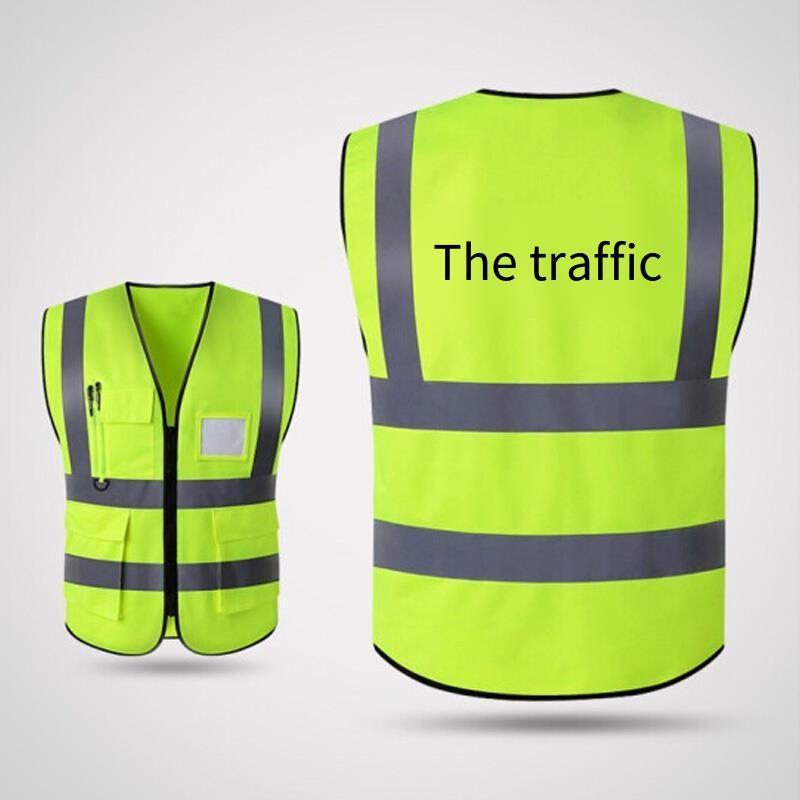 Highlight Multi Bag Reflective Vest, One Size Reflective Vest Vest, Fluorescent Yellow Green, Traffic Safety Command, Emergency Rescue, Night Running, Cycling Suit, Environmental Sanitation Duty Safety Suit Customization