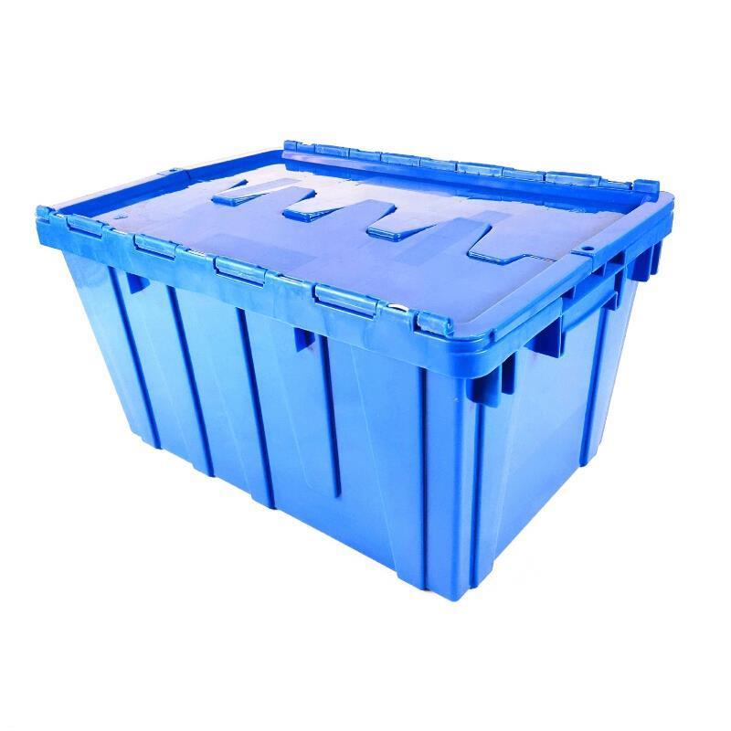 600 * 400 * 330mm Inclined Plug Turnover Box With Cover Logistics Transfer Box  Material Basket Inclined Plug Box Super Distribution Box Blue