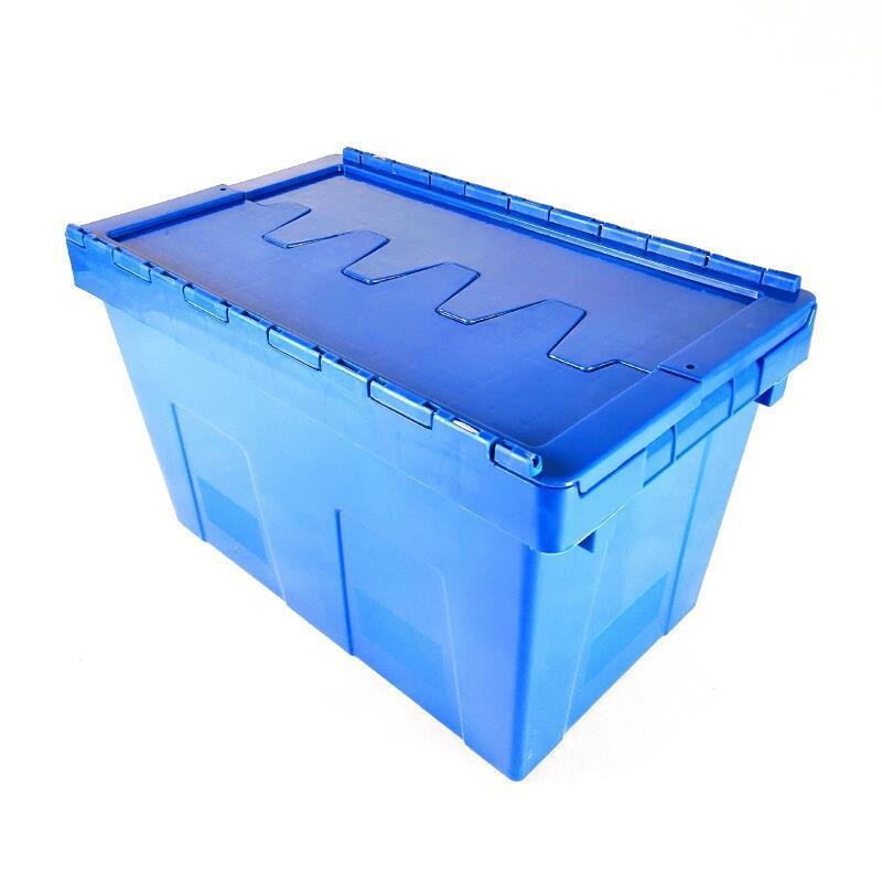 600 * 400 * 330mm Inclined Plug Turnover Box With Cover Logistics Transfer Box  Material Basket Inclined Plug Box Super Distribution Box Blue