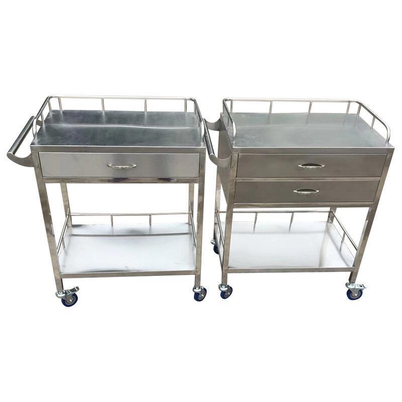 3 Drawer Stainless Steel Dressing Cart Medicine Delivery Cart Instrument Table Nursing Medicine Cabinet Clinic Mobile Tool Cart Cabinet Three Draw Two Door 120 Grid