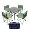 Outdoor Folding Table And Chair Camping Super Portable Table And Chair 1 Long Aluminum Table + 6 Green Cloth Chair