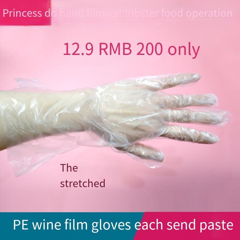Disposable Thin PE Gloves, Extended Care Gloves, Food Inspection, Lobster Hand Film Gloves 200 Pieces (Gloves) Extended 2 Bags, 200 Pieces