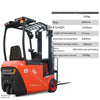 Electric Forklift Three Fulcrum Four Wheel Counterweight Electric Lift Stacker Load 1.2 Tons, Rise 3 Meters
