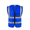Dark Blue Multi Pocket Reflective Vest Traffic Protection Reflective Vest Warning Clothing Construction Road Maintenance