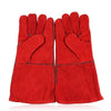 One Pair Electric Welding Gloves Heat Insulation And Wear Resistance Cow Leather Welding High Temperature Resistance Thickening Lengthened Industrial Labor Protection Gloves Red L