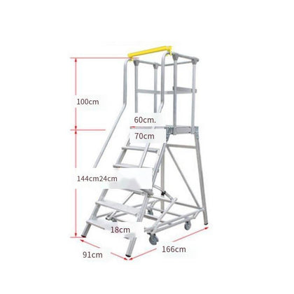 Climbing Ladder 6 Steps  Platform Height 1.49 m And 1 m Guardrail Height Silver Aluminum