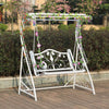 White Double Swing Basket Hanging Chair Iron Outdoor Indoor Outdoor Courtyard Garden Balcony Rocking Chair S Frame Grid